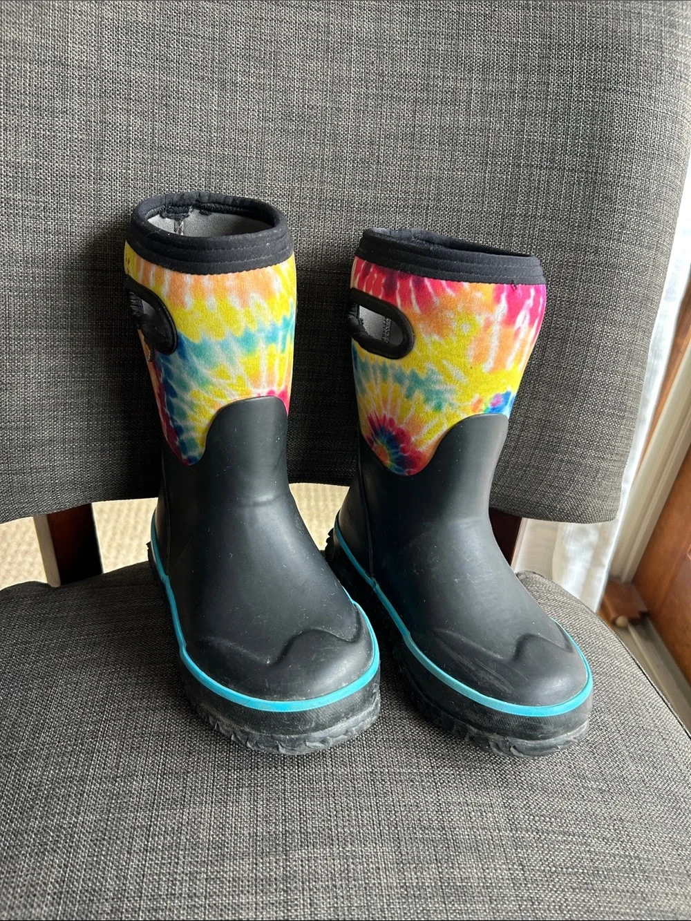 BOGS Grasp Kids Waterproof Insulated Rain Boots Size 11 Toddler Tie Dye Black